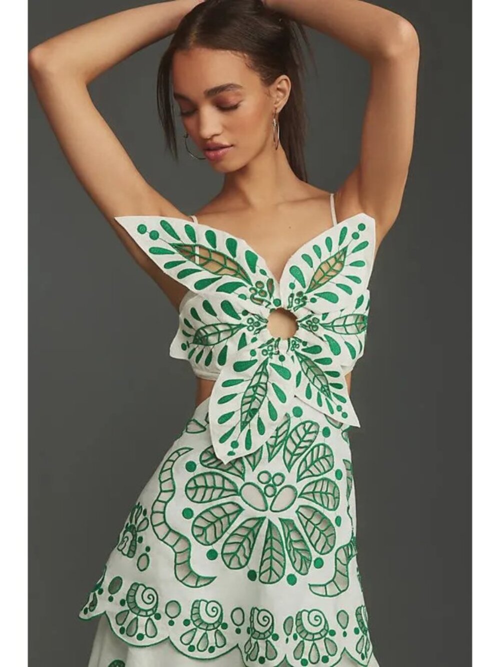 FARM Rio Flower Richelieu Linen Embroidered Midi Dress XS EUC - Picture 14 of 16